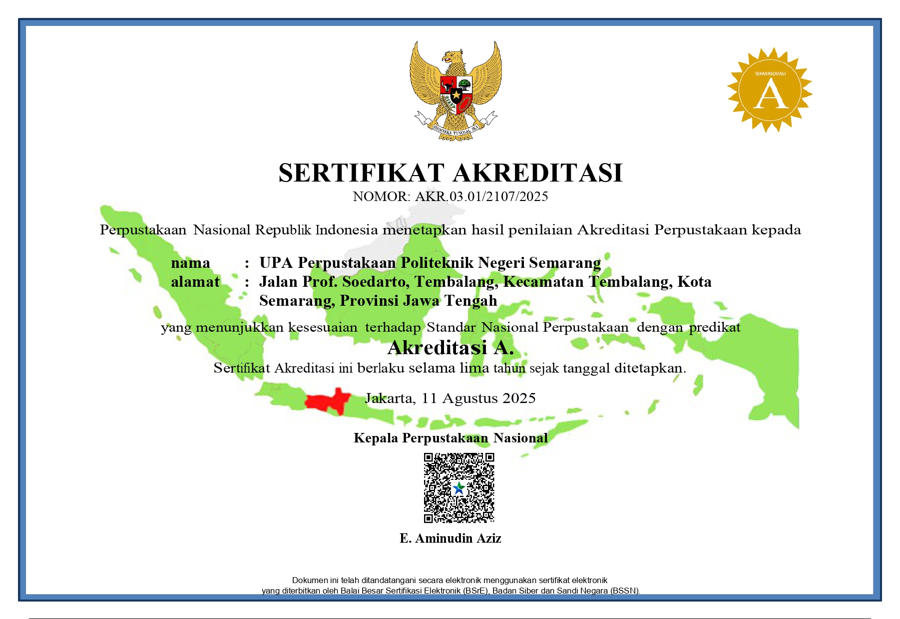 Sertifikat Akreditasi Perpustakaan